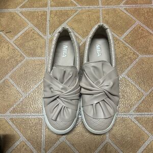 MIA Taupe Twisted Slip-On Shoes
